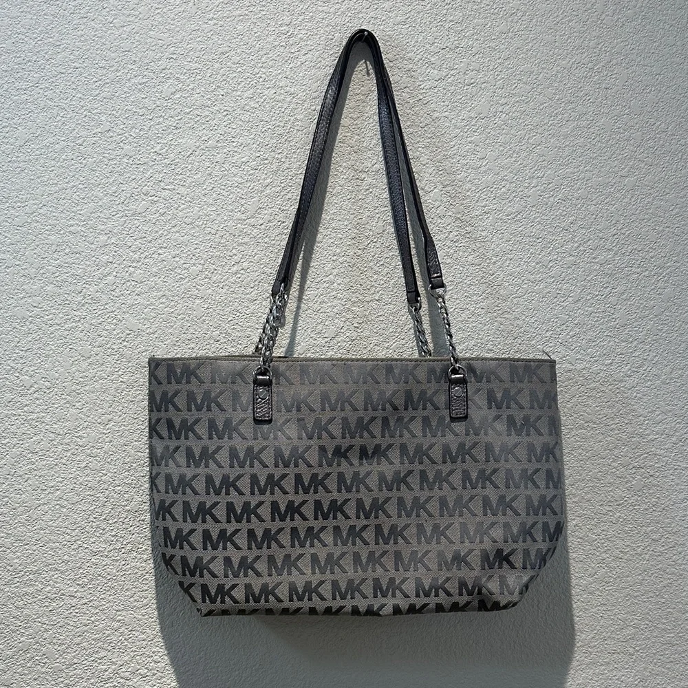Michael Kors Gray MK Logo Chain-Strap Tote